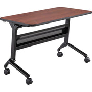 Safco Flip-N-Go Rectangular Training Table, Biltmore Cherry Top, Black Base, 48"W x 24"D x 29"H, 150 lb Capacity, Low Pressure Laminate, 1 Each