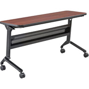 Safco Flip-N-Go Rectangular Training Table, Biltmore Cherry Top, Black Base, 60"W x 18"D x 29"H, 150 lb Capacity, Low Pressure Laminate, Includes Ganging Kit, 1 Each