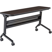 Safco Flip-N-Go Rectangular Training Table, Mocha Top, Black Base, 60"W x 18"D x 29"H, 150 lb Capacity, Low Pressure Laminate, 1 Each