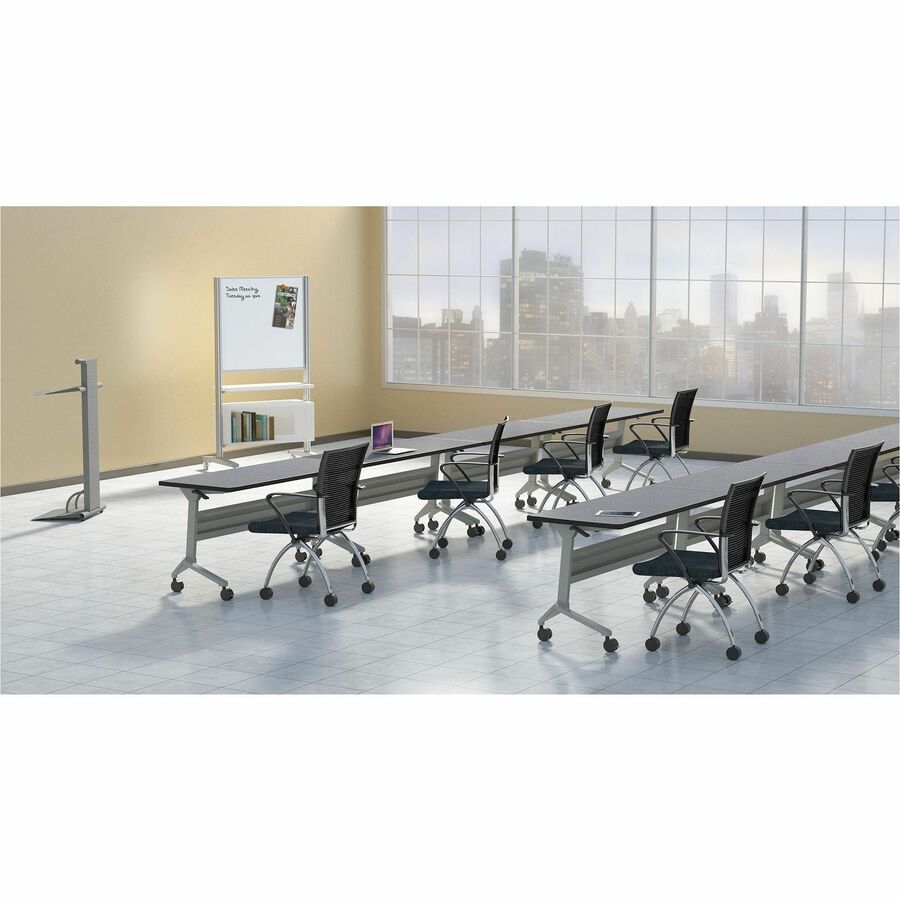 Safco Flip-N-Go Rectangular Training Table, Mocha Top, Black Base, 60"W x 24"D x 29"H, 150 lb Capacity, Low Pressure Laminate, 4 Locking Casters, Includes Ganging Kit, 1 Each