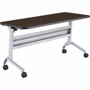 Safco Flip-N-Go Rectangular Training Table, Mocha Top, Black Base, 60"W x 24"D x 29"H, 150 lb Capacity, Low Pressure Laminate, 4 Locking Casters, Includes Ganging Kit, 1 Each
