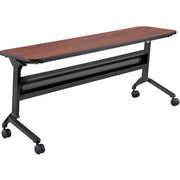 Safco Flip-N-Go Rectangular Training Table, Biltmore Cherry Top, Black Base, 72" x 18" x 29", 150 lb Capacity, Low Pressure Laminate, Includes Ganging Kit, 1 Each