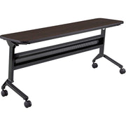 Safco Flip-N-Go Rectangular Training Table, Mocha Top, Black Base, 72" x 18" x 29", 150 lb Capacity, Low Pressure Laminate, 1 Each