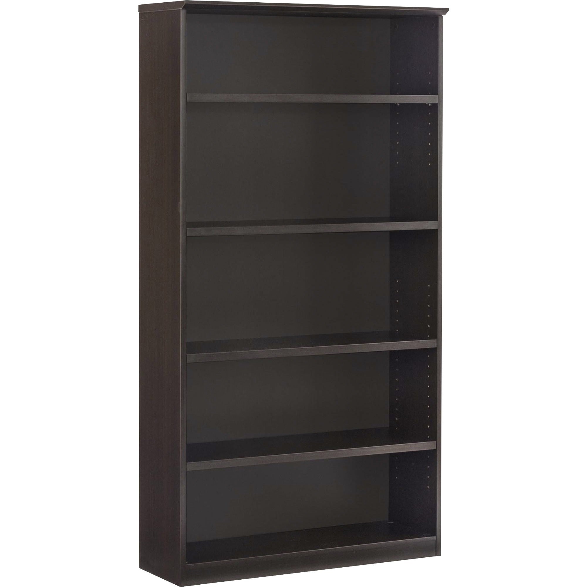 Safco Medina Mocha Laminate Bookcase, 5 Adjustable Shelves, 68"H x 36"W x 13"D, 1 Each