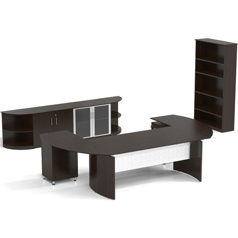 Safco Medina Mocha Laminate Bookcase, 5 Adjustable Shelves, 68"H x 36"W x 13"D, 1 Each