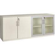 Safco Medina Textured Sea Salt Laminate Storage Cabinet, 4 Doors, 4 Shelves, 4 Adjustable Shelves, 72"W x 20"D x 29.5"H, 1 Each