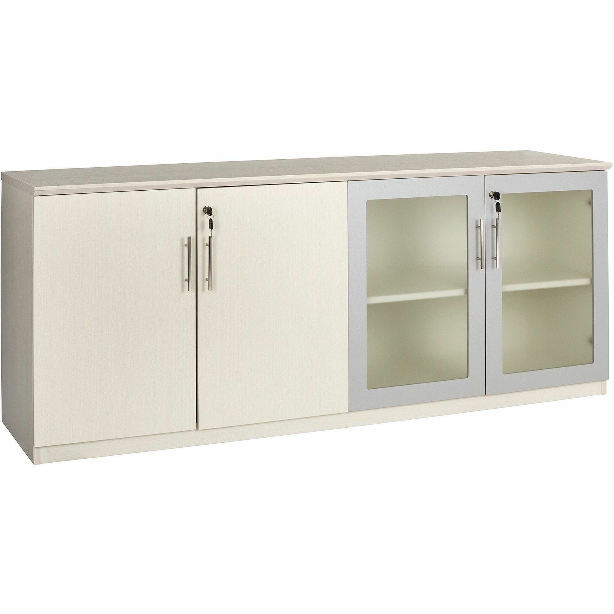 Safco Medina Textured Sea Salt Laminate Storage Cabinet, 4 Doors, 4 Shelves, 4 Adjustable Shelves, 72"W x 20"D x 29.5"H, 1 Each