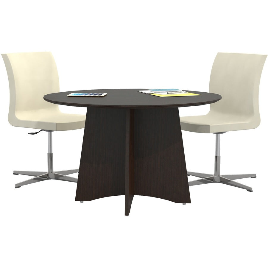 Safco Medina Mocha Laminate Office Unit, Round, 48" Diameter, 29.5" Height, Beveled Edge, MDF and Laminate, 1 Each