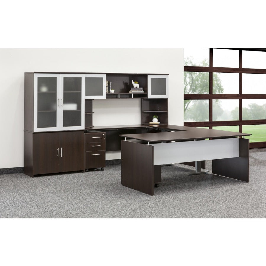 Safco Medina Mocha Laminate Office Unit, 29.5"H x 72"W x 20"D, Beveled Edge, MDF and Laminate, Mocha Finish, 1 Each