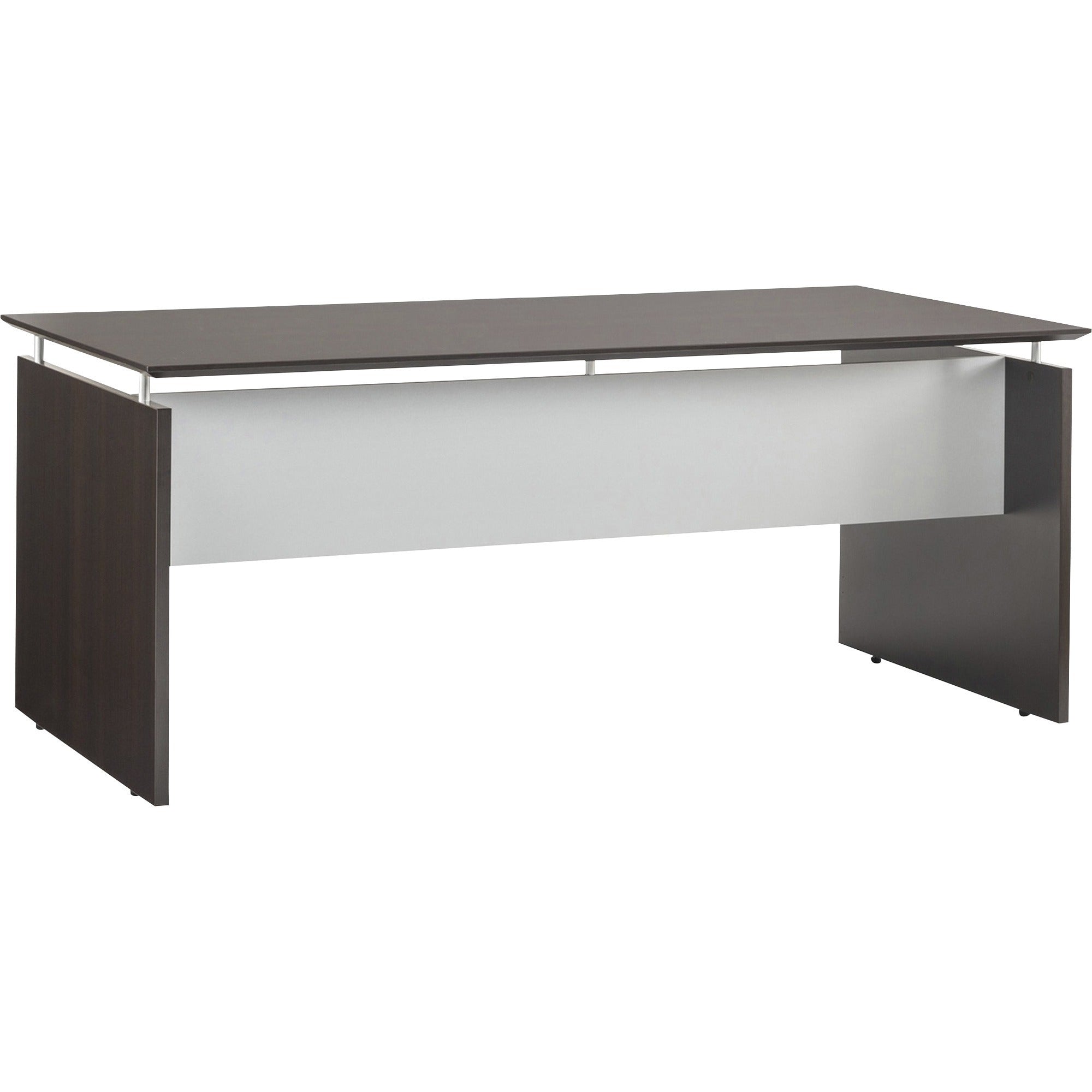 Safco Medina Mocha Laminate Office Unit, 29.5"H x 63"W x 36"D, Beveled Edge, MDF and Laminate, Mocha/Silver Finish, 1 Each