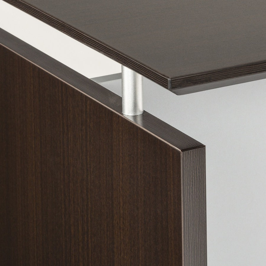 Safco Medina Mocha Laminate Office Unit, 29.5"H x 63"W x 36"D, Beveled Edge, MDF and Laminate, Mocha/Silver Finish, 1 Each