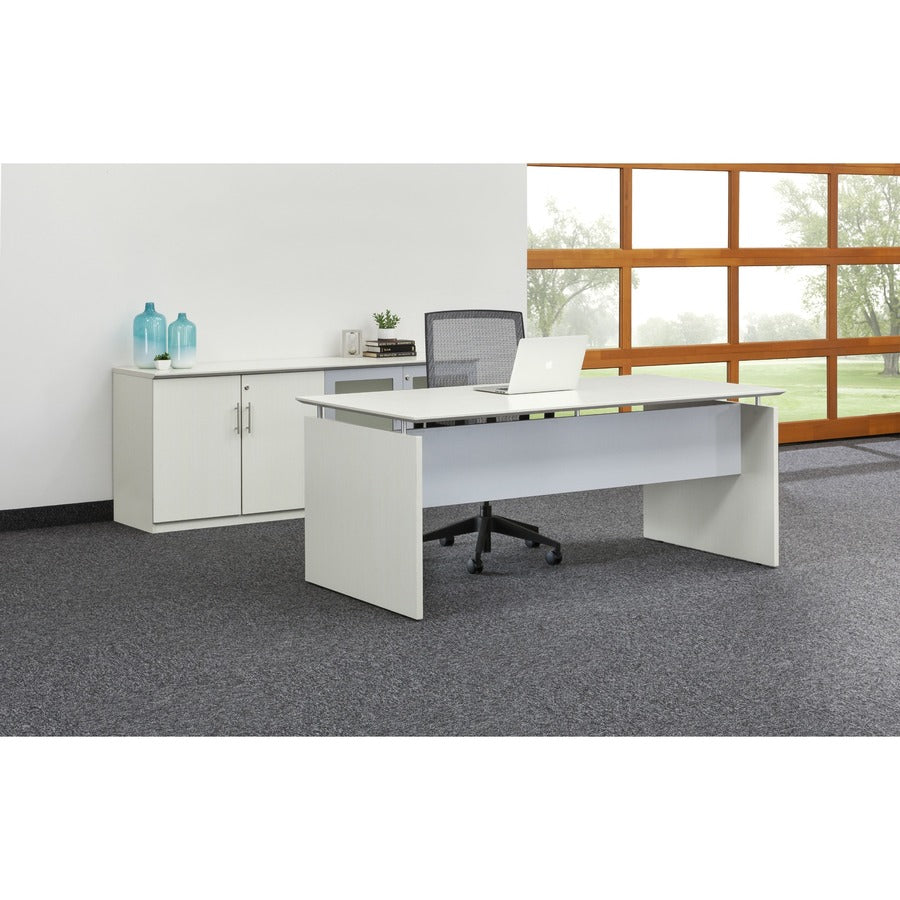 Safco Medina Textured Sea Salt Laminate Desk, 29.5"H x 63"W x 36"D, Beveled Edge, Silver Accents, 1 Each
