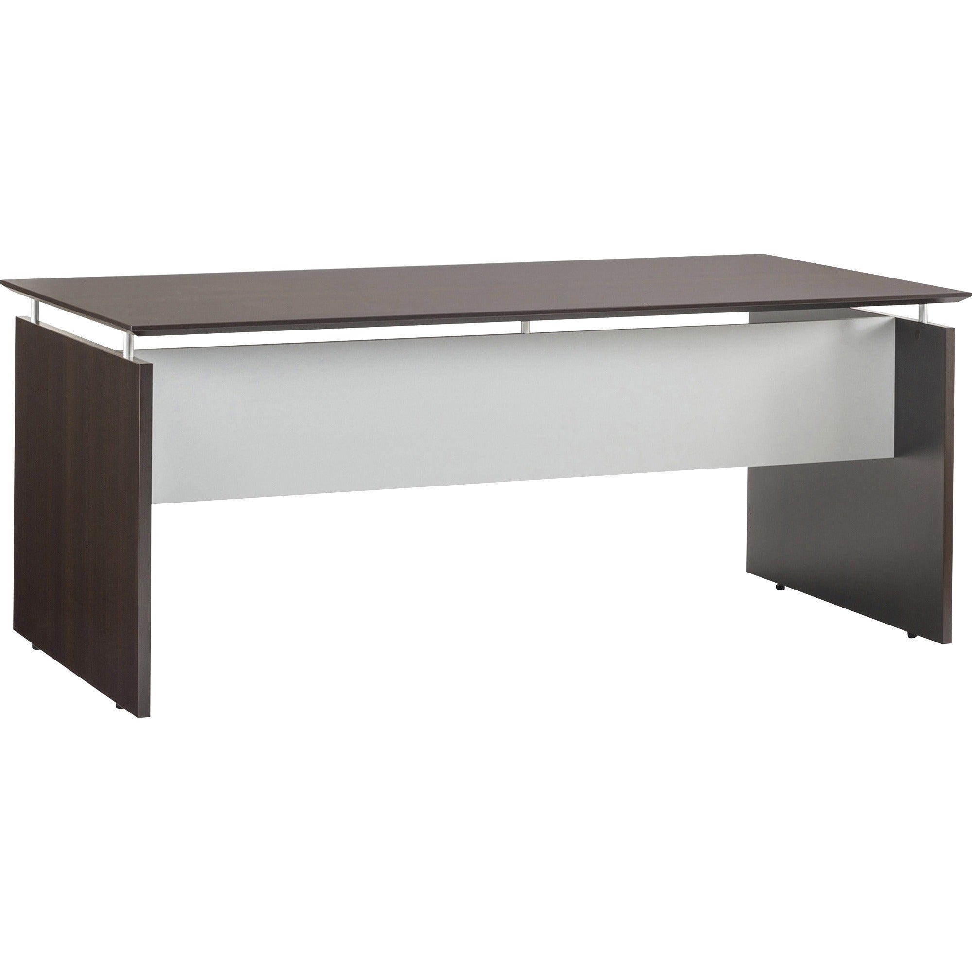 Safco Medina Mocha Laminate Office Unit, 42.8"H x 72"W x 36"D, Beveled Edge, MDF and Laminate, Mocha/Silver Finish, 1 Each