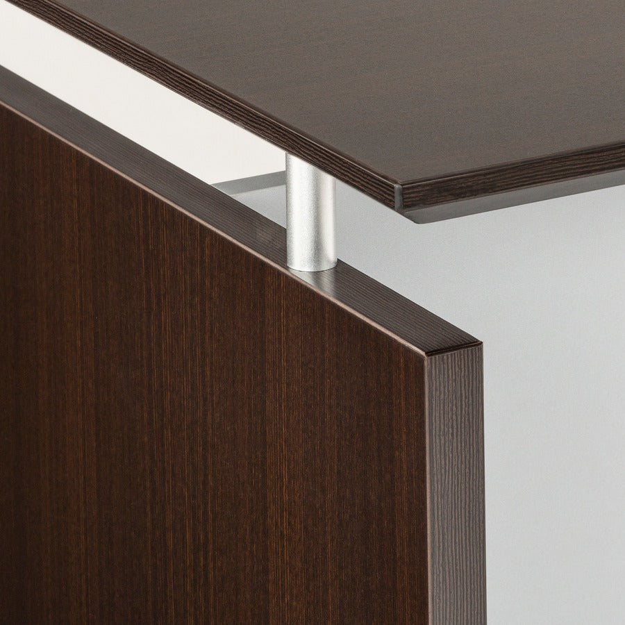 Safco Medina Mocha Laminate Office Unit, 42.8"H x 72"W x 36"D, Beveled Edge, MDF and Laminate, Mocha/Silver Finish, 1 Each