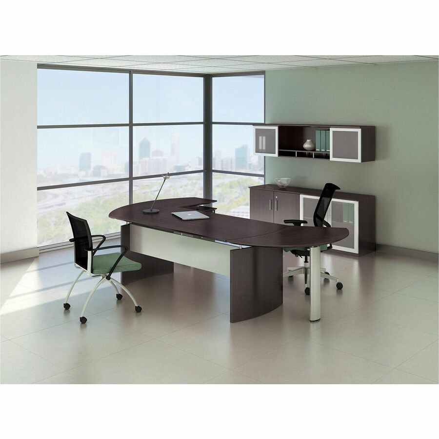 Safco Medina Mocha Laminate Office Unit, 18.3"H x 63"W x 15"D, 2 Doors, 4 Shelves, Beveled Edge, MDF and Laminate, Mocha Finish, 1 Each