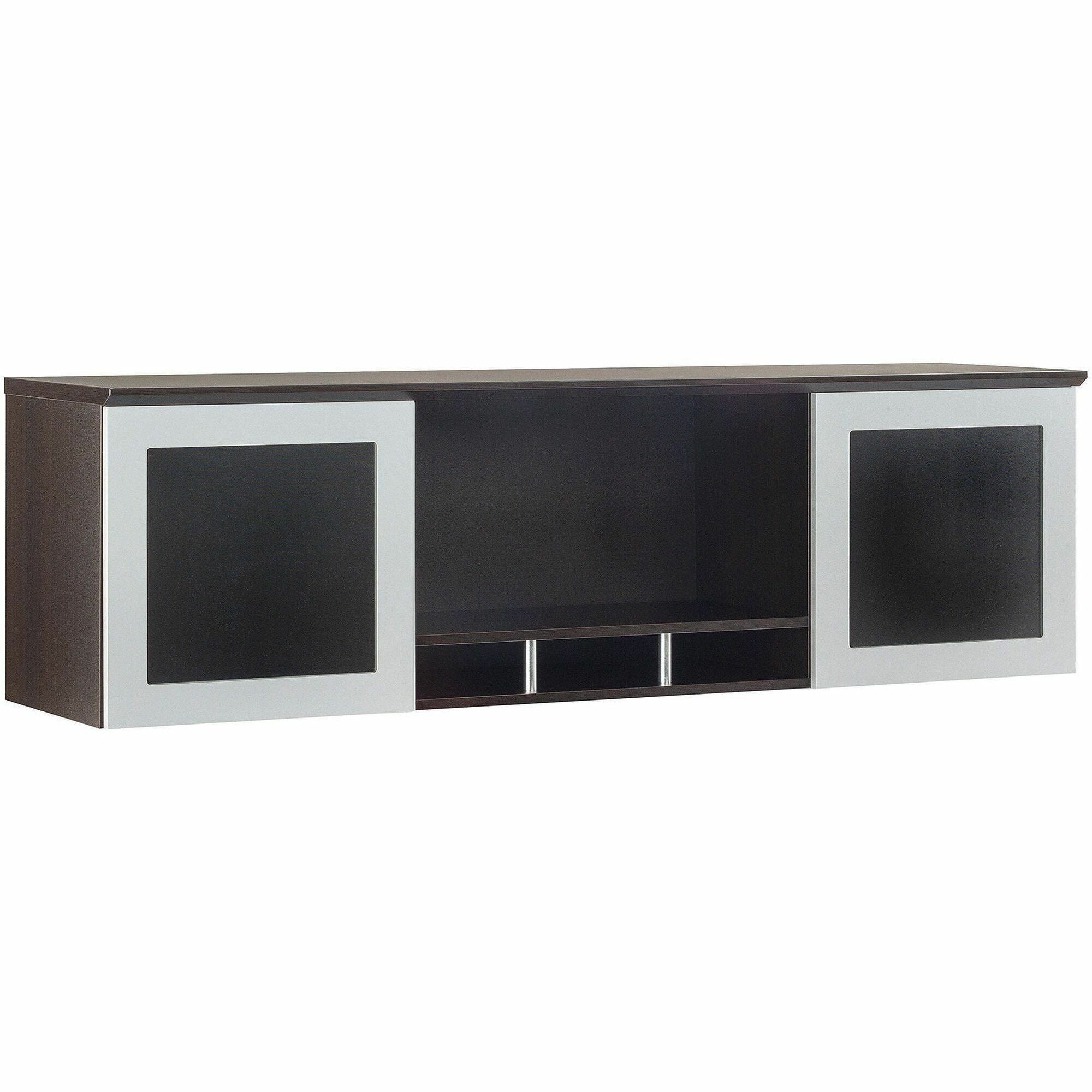 Safco Medina Mocha Laminate Office Unit, 18.3"H x 63"W x 15"D, 2 Doors, 4 Shelves, Beveled Edge, MDF and Laminate, Mocha Finish, 1 Each