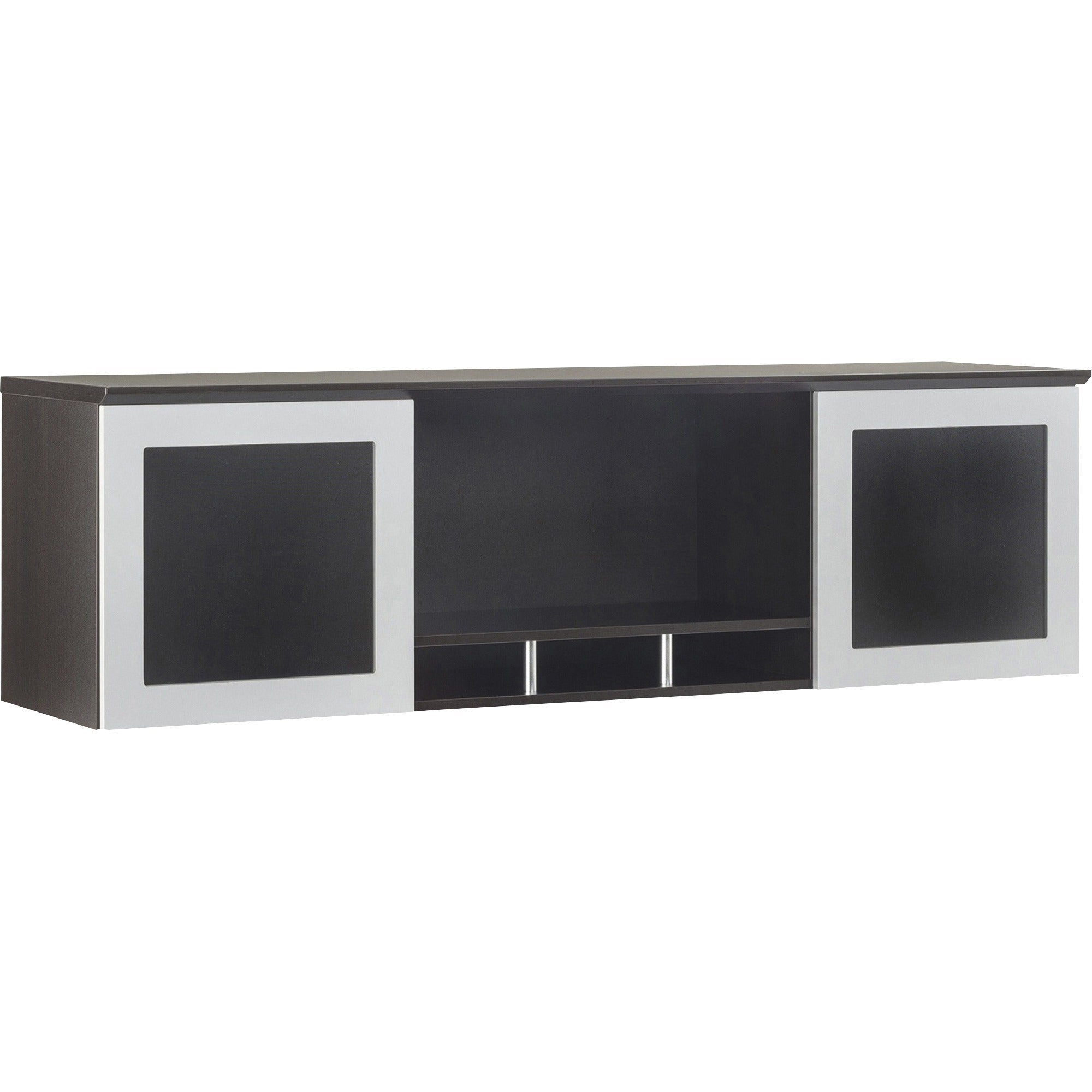 Safco Medina Mocha Laminate Office Unit, 18.3"H x 72"W x 15"D, 2 Doors, 4 Shelves, Beveled Edge, MDF and Laminate, Mocha Finish, 1 Each