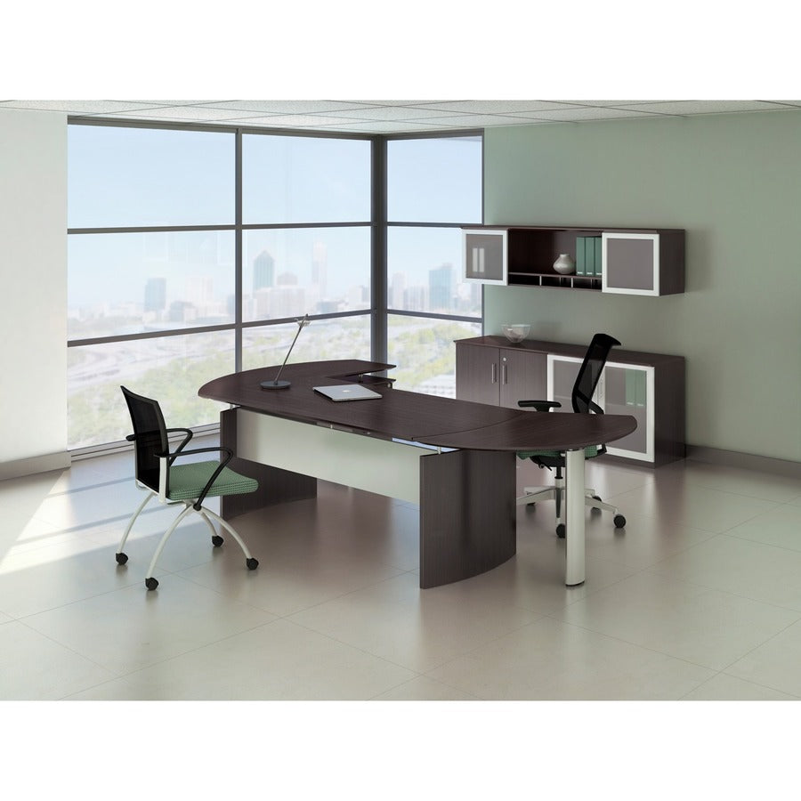 Safco Medina Mocha Laminate Office Unit, 18.3"H x 72"W x 15"D, 2 Doors, 4 Shelves, Beveled Edge, MDF and Laminate, Mocha Finish, 1 Each