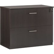 Safco Medina Mocha Laminate Office Unit, 1" Thick Work Surface, 29.5"H x 36"W x 20"D Lateral File, Beveled Edge, MDF, Mocha Finish, 1 Each