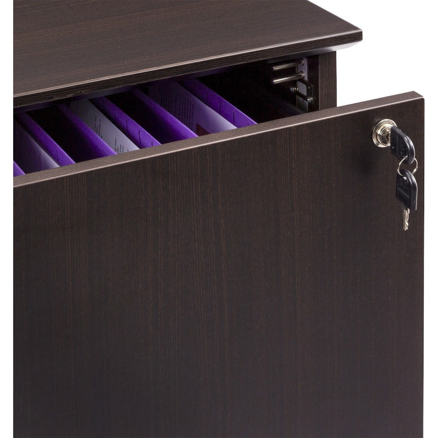 Safco Medina Mocha Laminate Office Unit, 1" Thick Work Surface, 29.5"H x 36"W x 20"D Lateral File, Beveled Edge, MDF, Mocha Finish, 1 Each