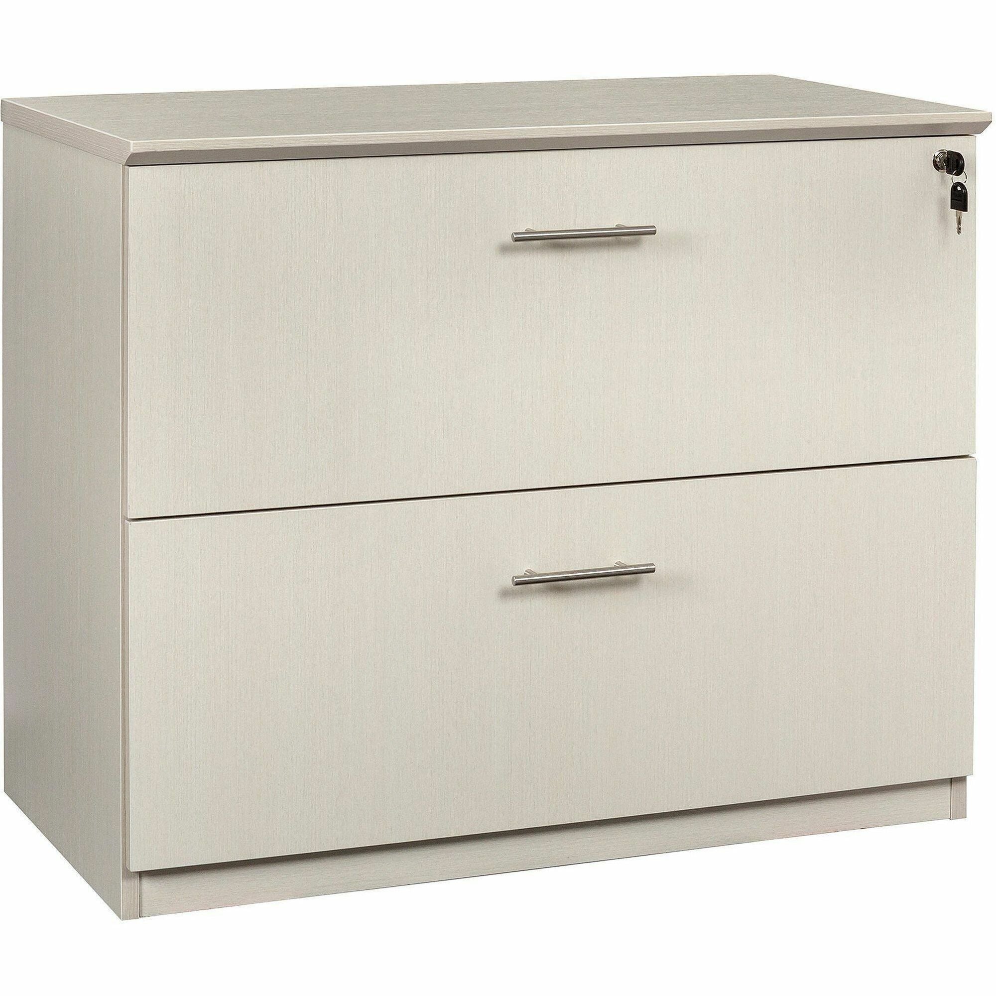 Safco Medina Textured Sea Salt Laminate Lateral File, 1" Thick Work Surface, 29.5"H x 36"W x 20"D, MDF, Beveled Edge, 1 Each