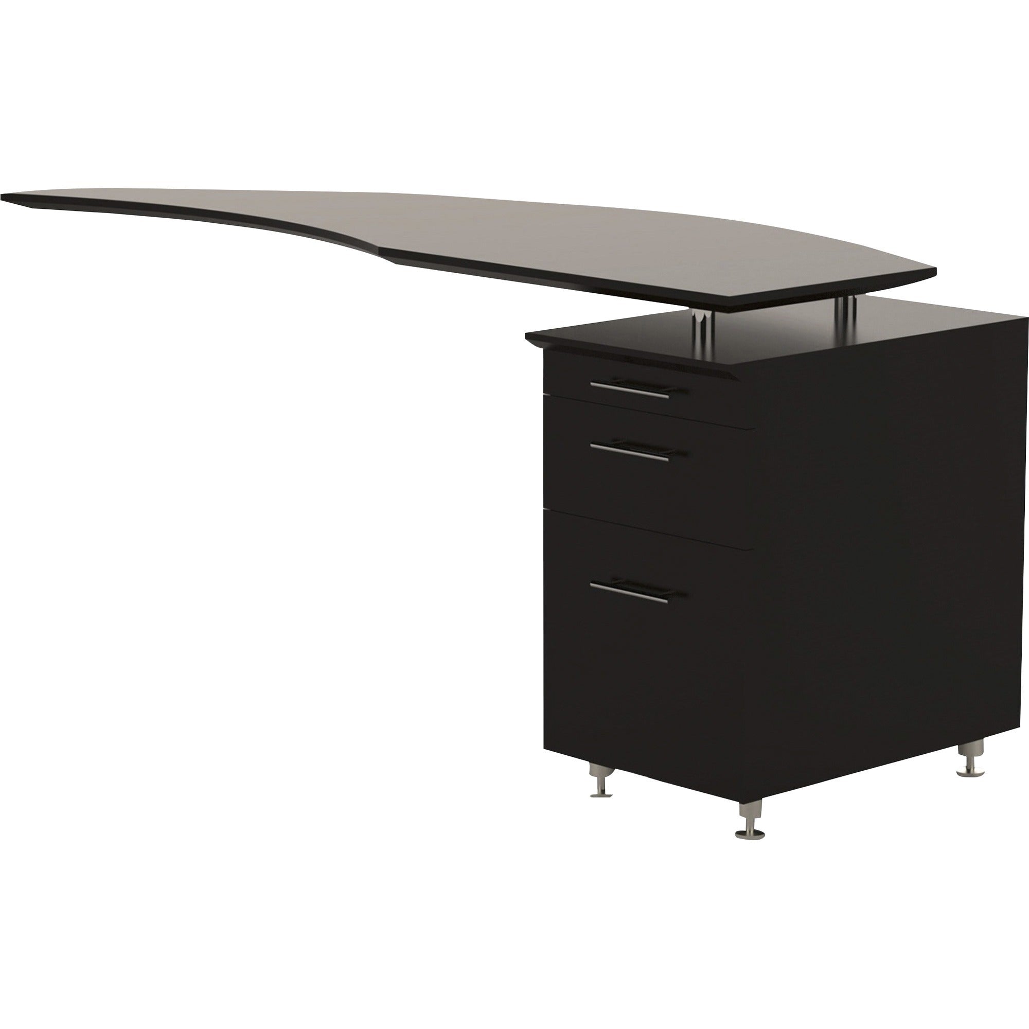 Safco Medina Mocha Laminate Office Unit, L-shaped, 1" thick work surface, 3 drawers, single right pedestal, beveled edge, MDF construction, mocha laminate finish, 29.5"H x 63"W x 24"D, 1 each