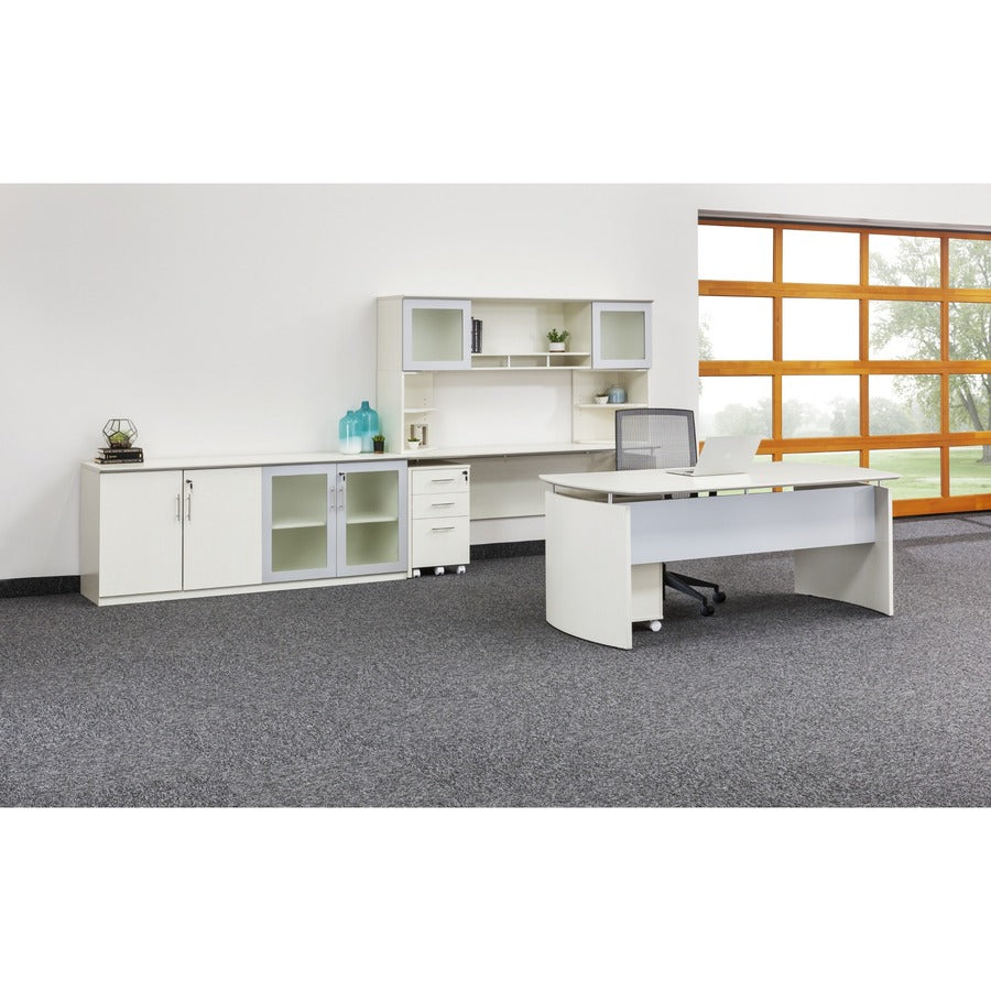Safco Medina Mobile Pedestal, 3 Drawers, Single Pedestal, Beveled Edge, MDF & Laminate, Textured Sea Salt Finish, 26.8"H x 15.5"W x 18"D, 1 Each