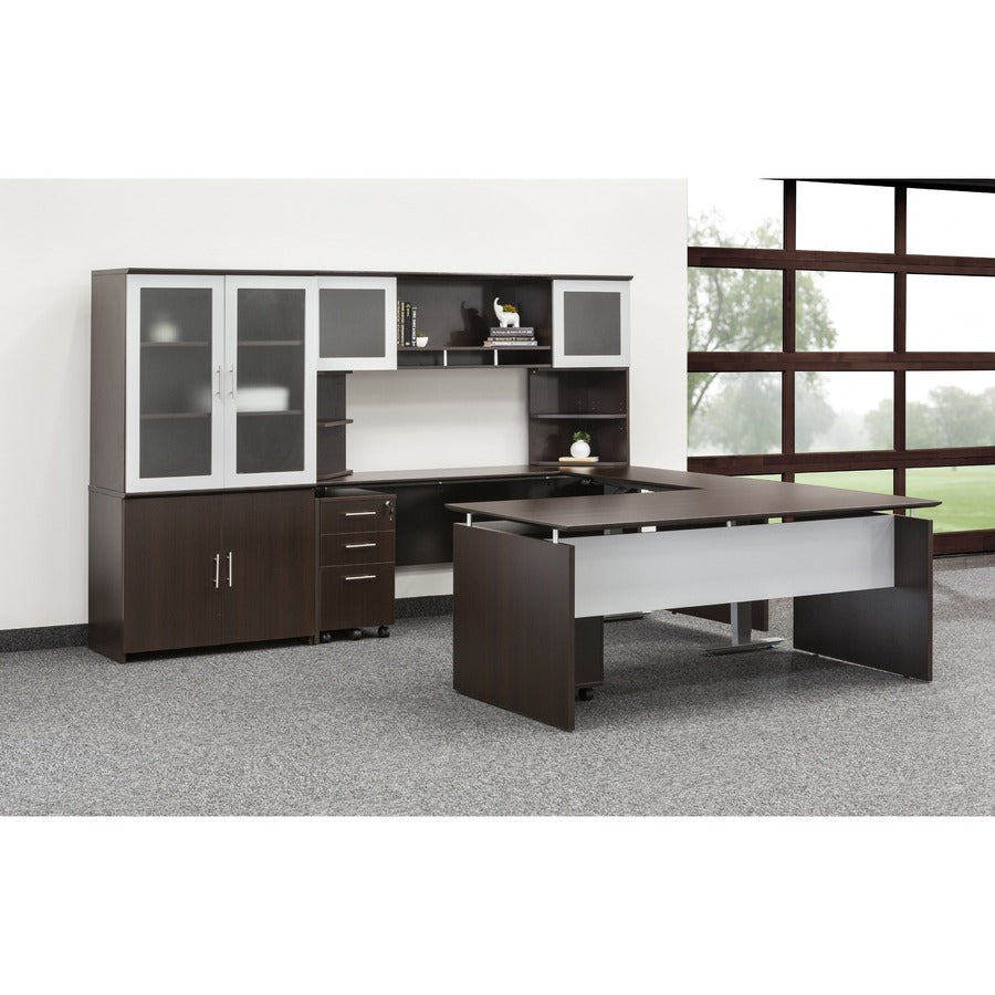 Safco Medina Laminate Mobile File/File Pedestal, 2 Drawers, Single Pedestal, Beveled Edge, MDF/Laminate, Mocha Finish, 26.8"H x 15.5"W x 18"D, 1 Each