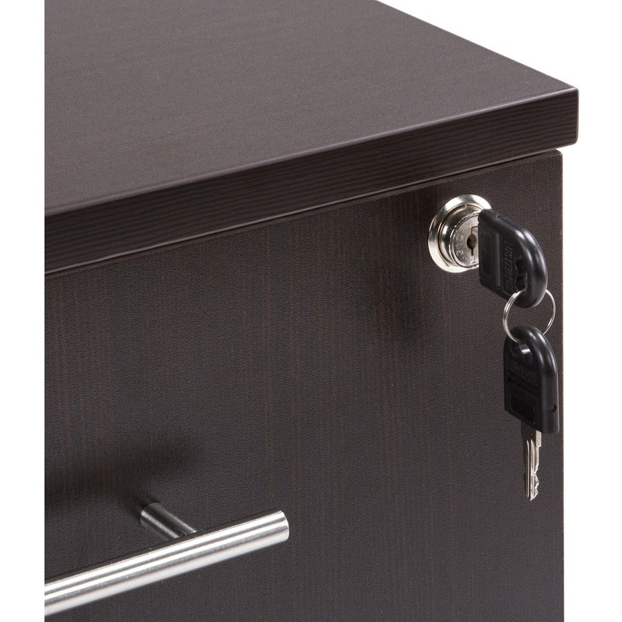 Safco Medina Laminate Mobile File/File Pedestal, 2 Drawers, Single Pedestal, Beveled Edge, MDF/Laminate, Mocha Finish, 26.8"H x 15.5"W x 18"D, 1 Each