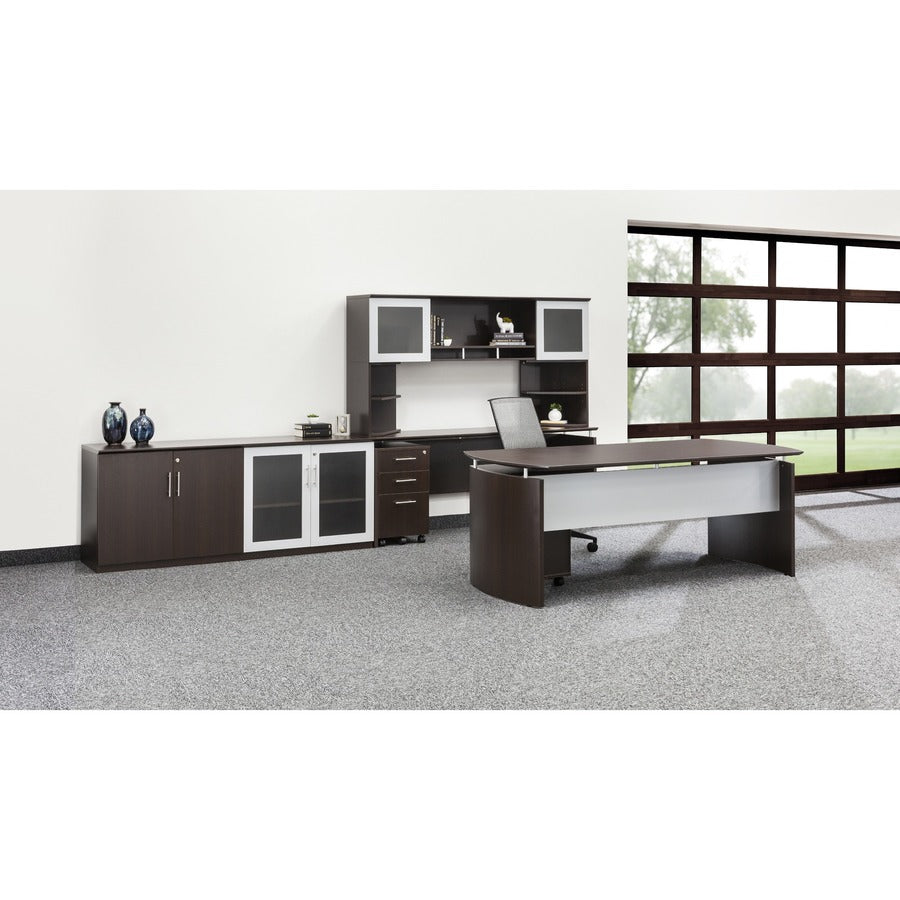 Safco Medina Laminate Mobile File/File Pedestal, 2 Drawers, Single Pedestal, Beveled Edge, MDF/Laminate, Mocha Finish, 26.8"H x 15.5"W x 18"D, 1 Each