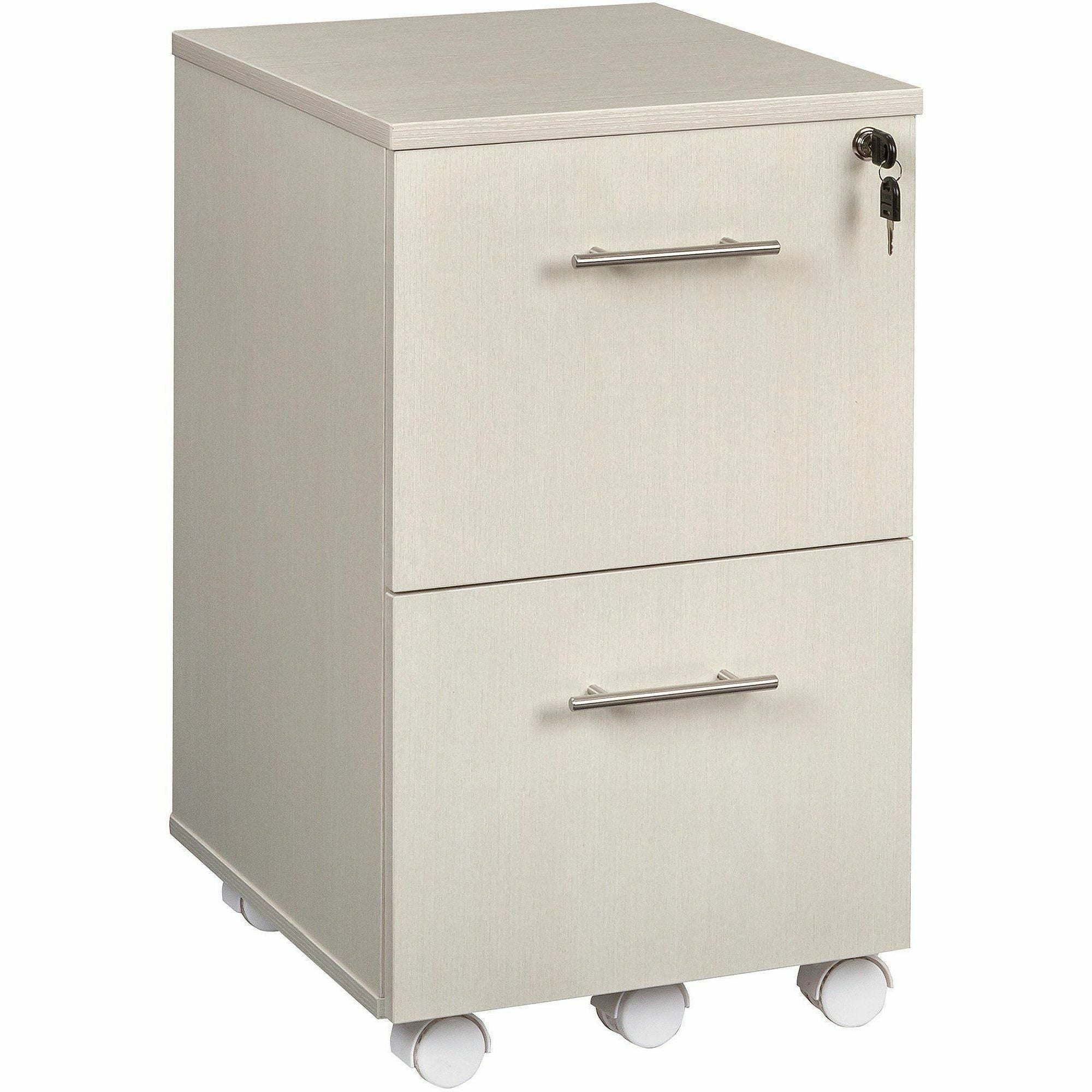 Safco Medina Laminate Mobile File/File Pedestal, 2 Drawers, Single Pedestal, Textured Sea Salt Finish, 26.8"H x 15.5"W x 18"D, 1 Each
