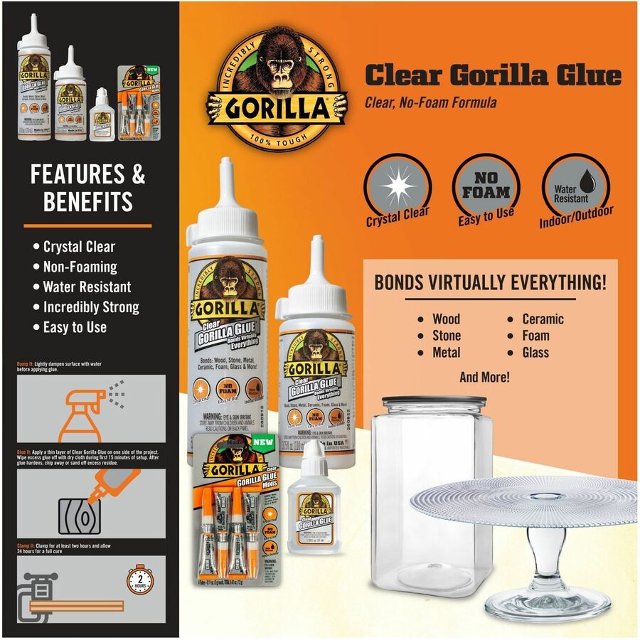 Gorilla Clear Gorilla Glue, 1.75 fl oz, Clear, 1 Each
