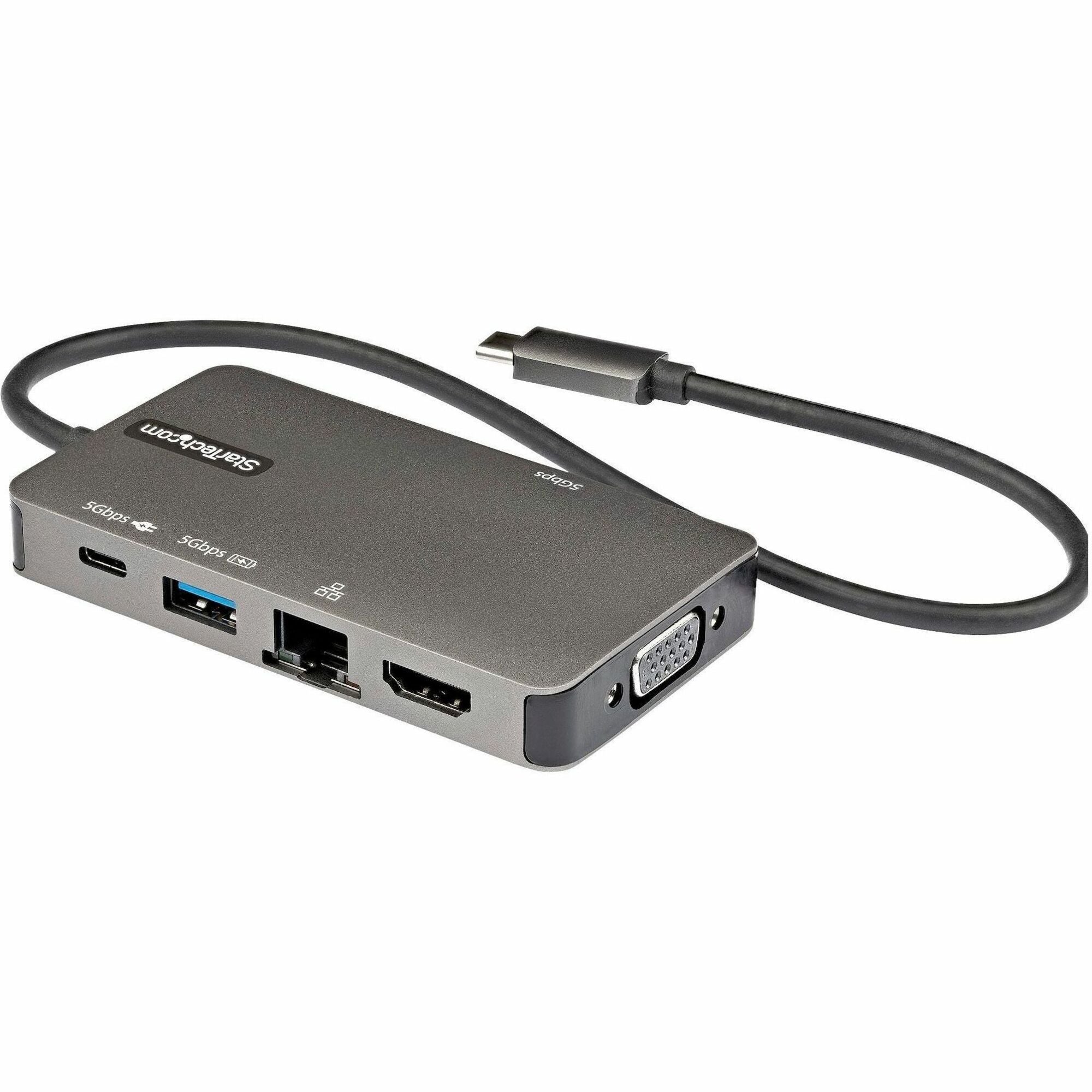 StarTech.com Docking Station, USB-C, 100W, 1 Display, 4K HDMI, VGA, 2 USB-A, 1 USB-C, RJ-45, Thunderbolt, Gigabit Ethernet, 1 Each