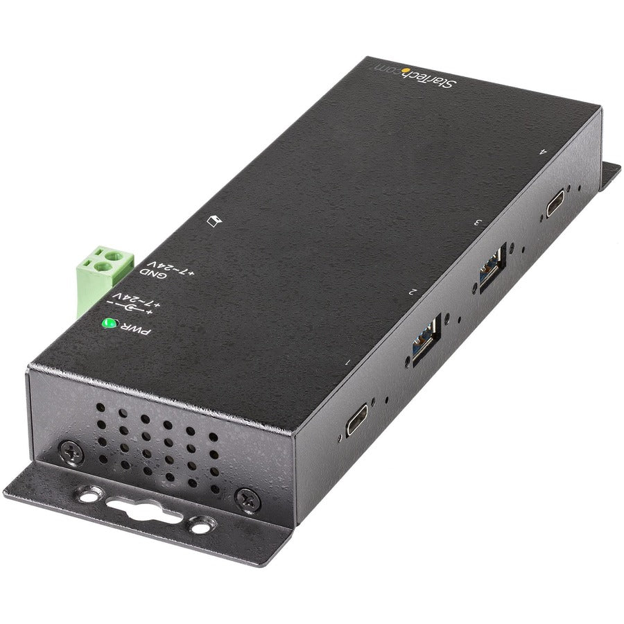 StarTech.com 4-Port USB 3.2 Gen 2 Hub, 2x USB-A & 2x USB-C, 640 MB/s, Wall/Surface-Mountable, Metal Housing, Includes Power Adapter, Cables, and Mounting Accessories, 1 Each
