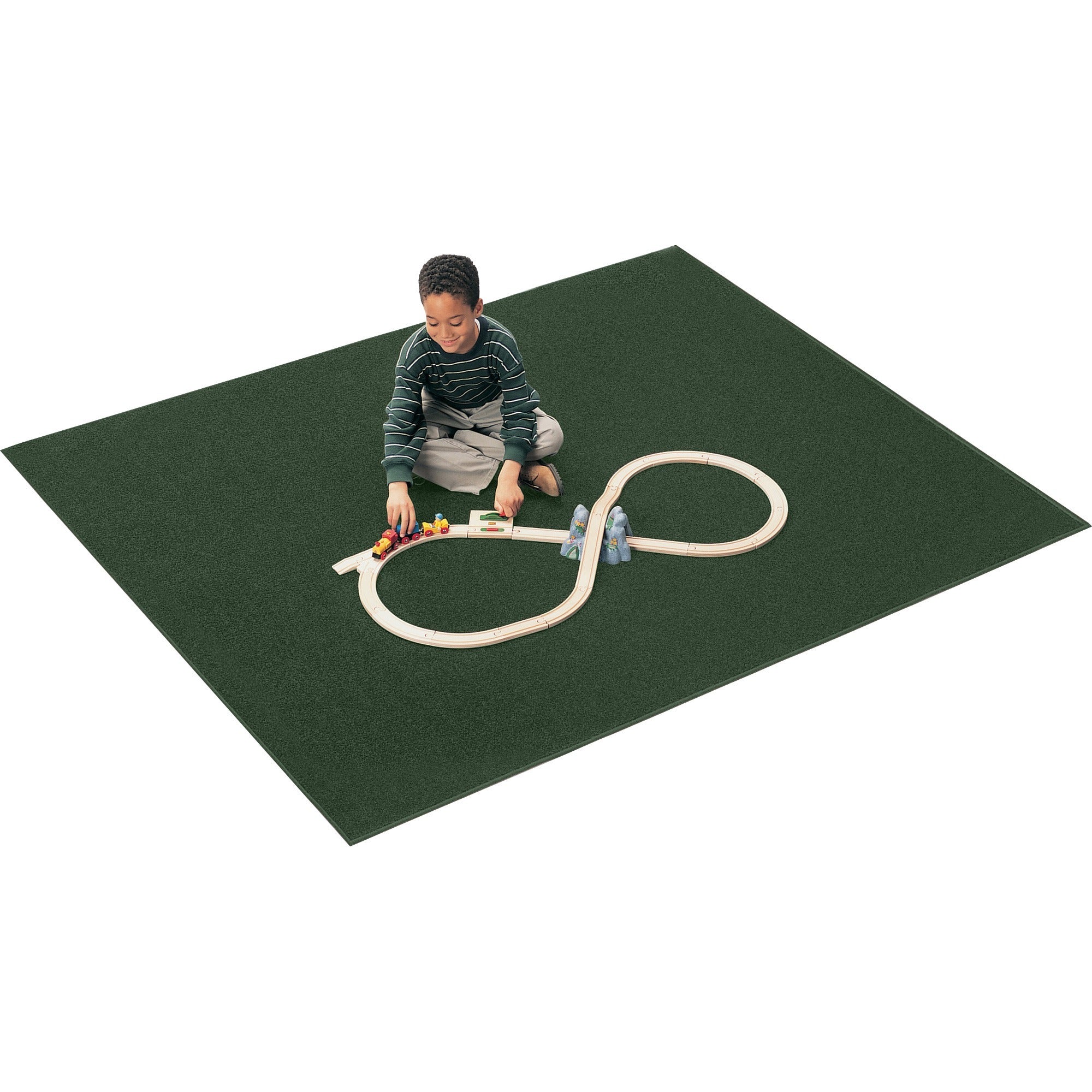 Carpets for Kids Solid Color Mt. St. Helens Carpet Rug, Rectangle, 90" Length x 12 ft Width, Emerald, Nylon Yarn, 1 Each