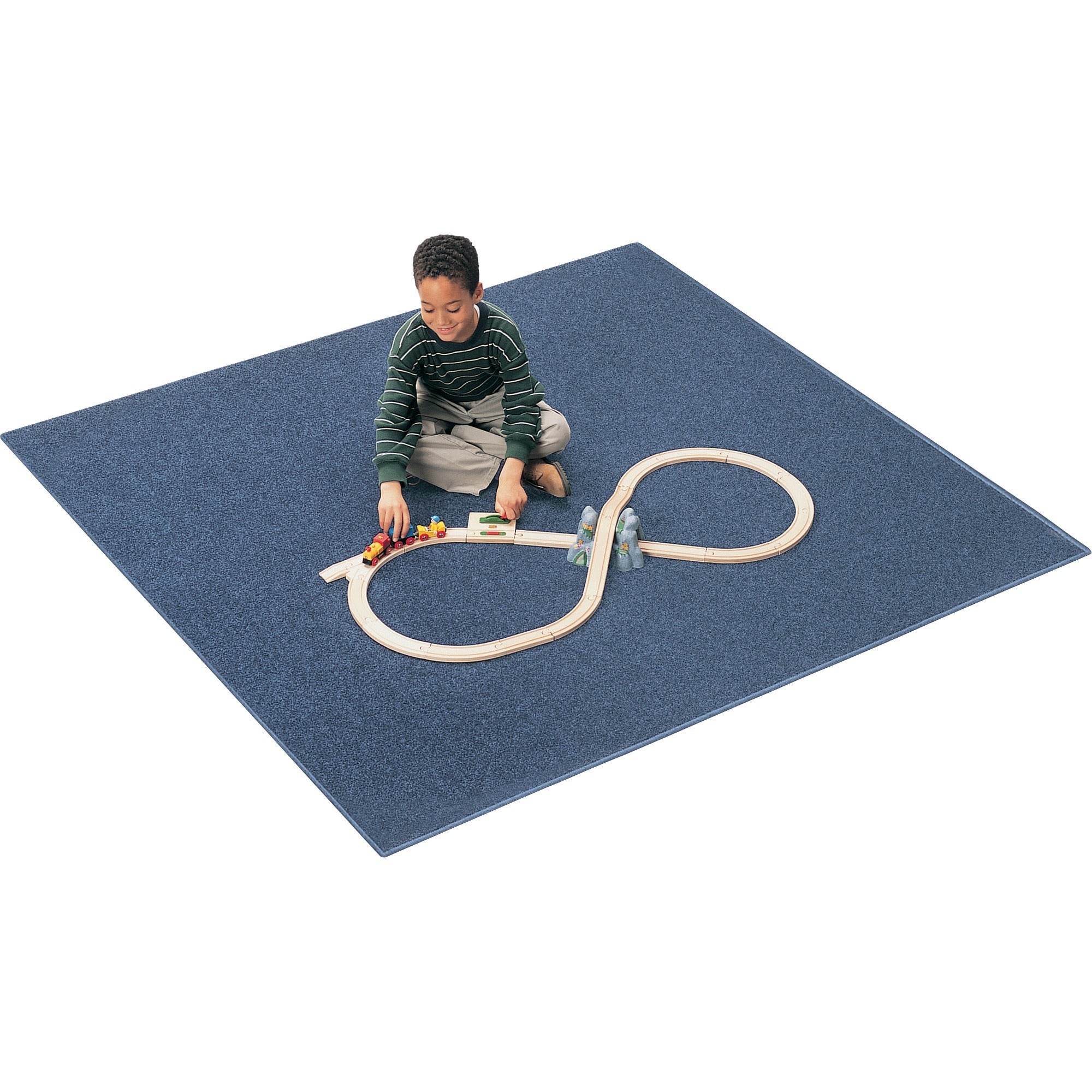 Carpets for Kids Solid Color Mt. St. Helens Carpet Rug, Rectangle, Marine Blue, 90" Length x 12 ft Width, Nylon Yarn, 1 Each
