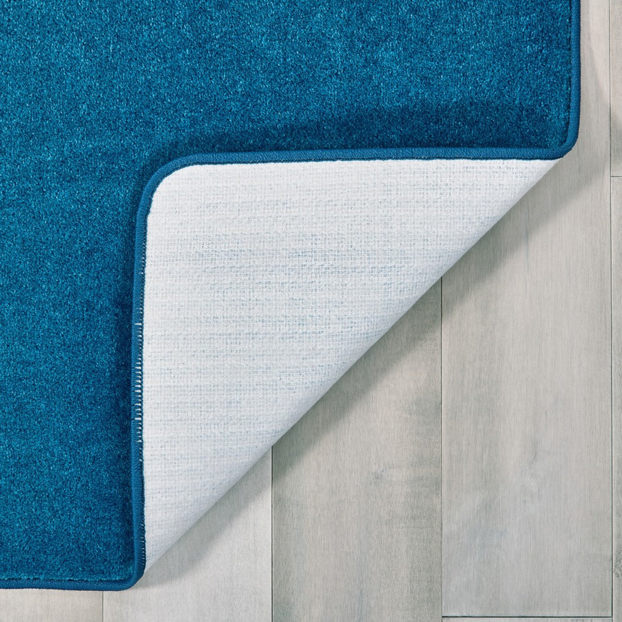 Carpets for Kids Solid Color Mt. St. Helens Carpet Rug, Rectangle, Marine Blue, 90" Length x 12 ft Width, Nylon Yarn, 1 Each