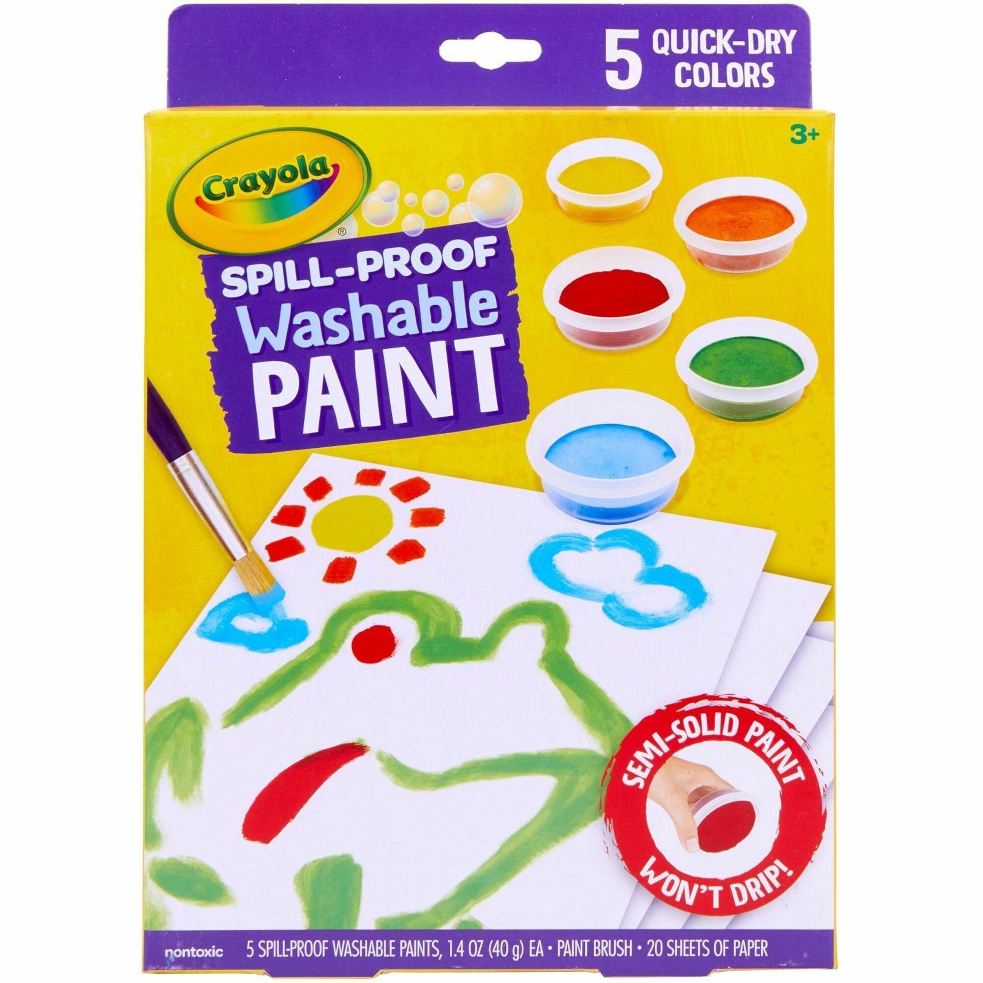 Crayola Spill Proof Washable Paint Set, 5 Colors, 1 Kit