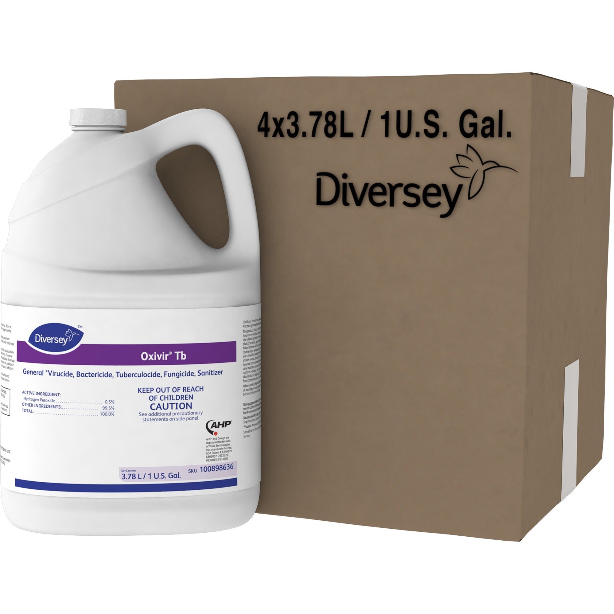 Diversey Oxivir Ready-to-use Surface Cleaner, Cherry Almond Scent, 128 fl oz (4 quart) Bottles, Clear, 4/Carton
