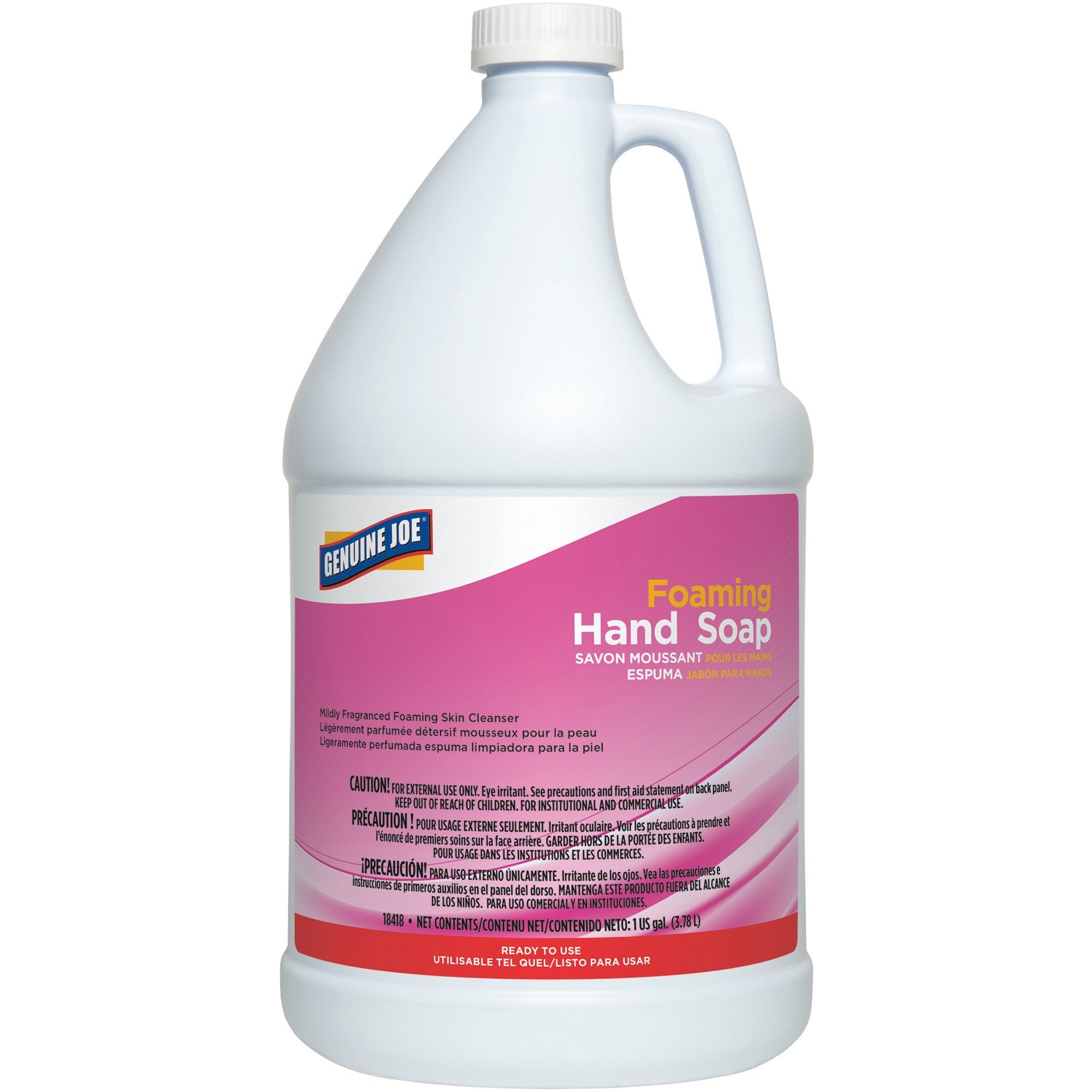 Genuine Joe Ultra Mild Foaming Skin Cleanser, Fresh Scent, 1 Gallon, Pink, Moisturizing, Non-drying, Non-irritating, 1 Each
