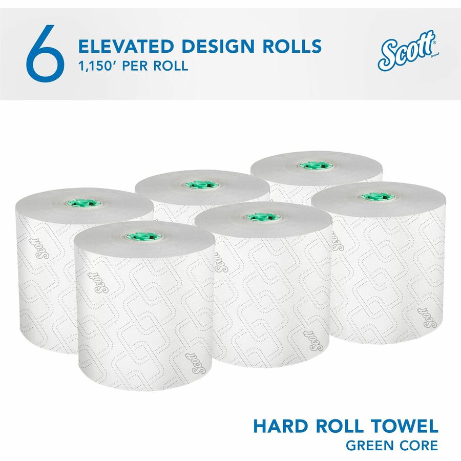 Scott Pro High-Capacity Hard Roll Towels, Elevated Design, Absorbency Pockets, 1 3/4" Core, White, Paper, 6 Rolls per Carton
