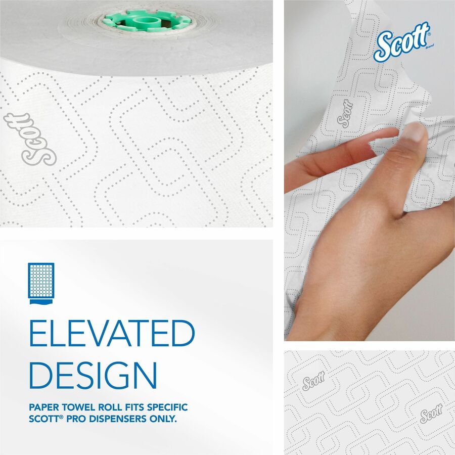 Scott Pro High-Capacity Hard Roll Towels, Elevated Design, Absorbency Pockets, 1 3/4" Core, White, Paper, 6 Rolls per Carton