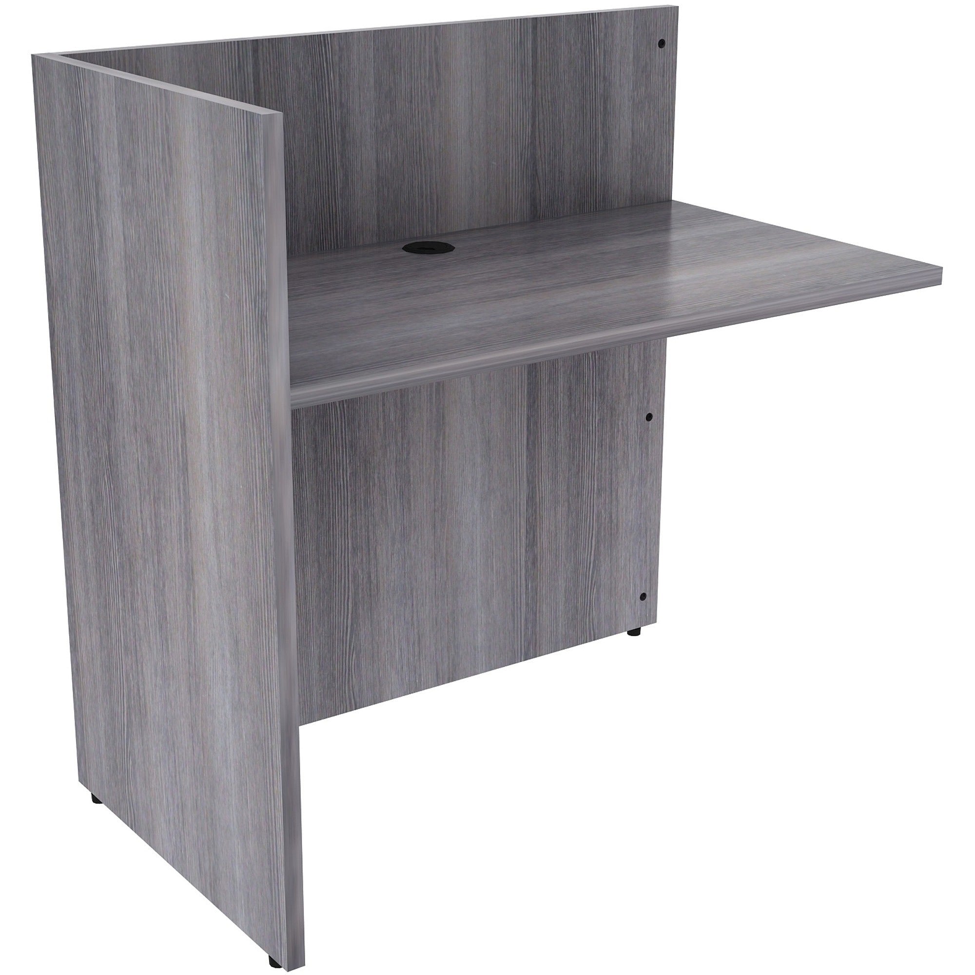 Lorell Essentials Series Reception Return, 1" Thick Top, 41.5"H x 42"W x 24"D, Laminate, Weathered Charcoal, 1 Each