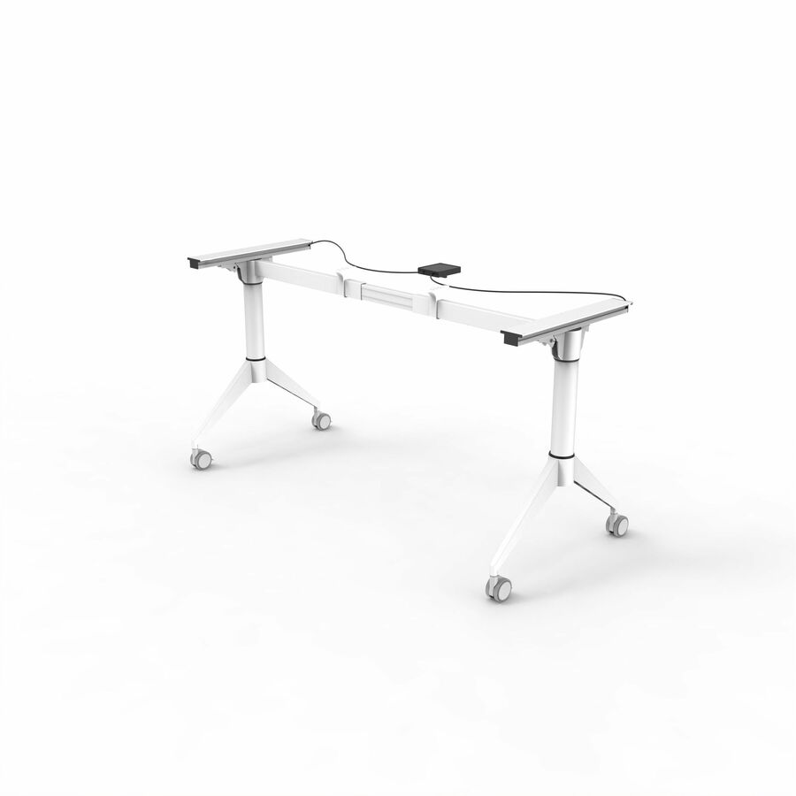 Lorell Spry Nesting Training Table Base, White, Folding Base, 2 Legs, 29.50" Height, Cold-rolled Steel, Adjustable Width, 1 Each