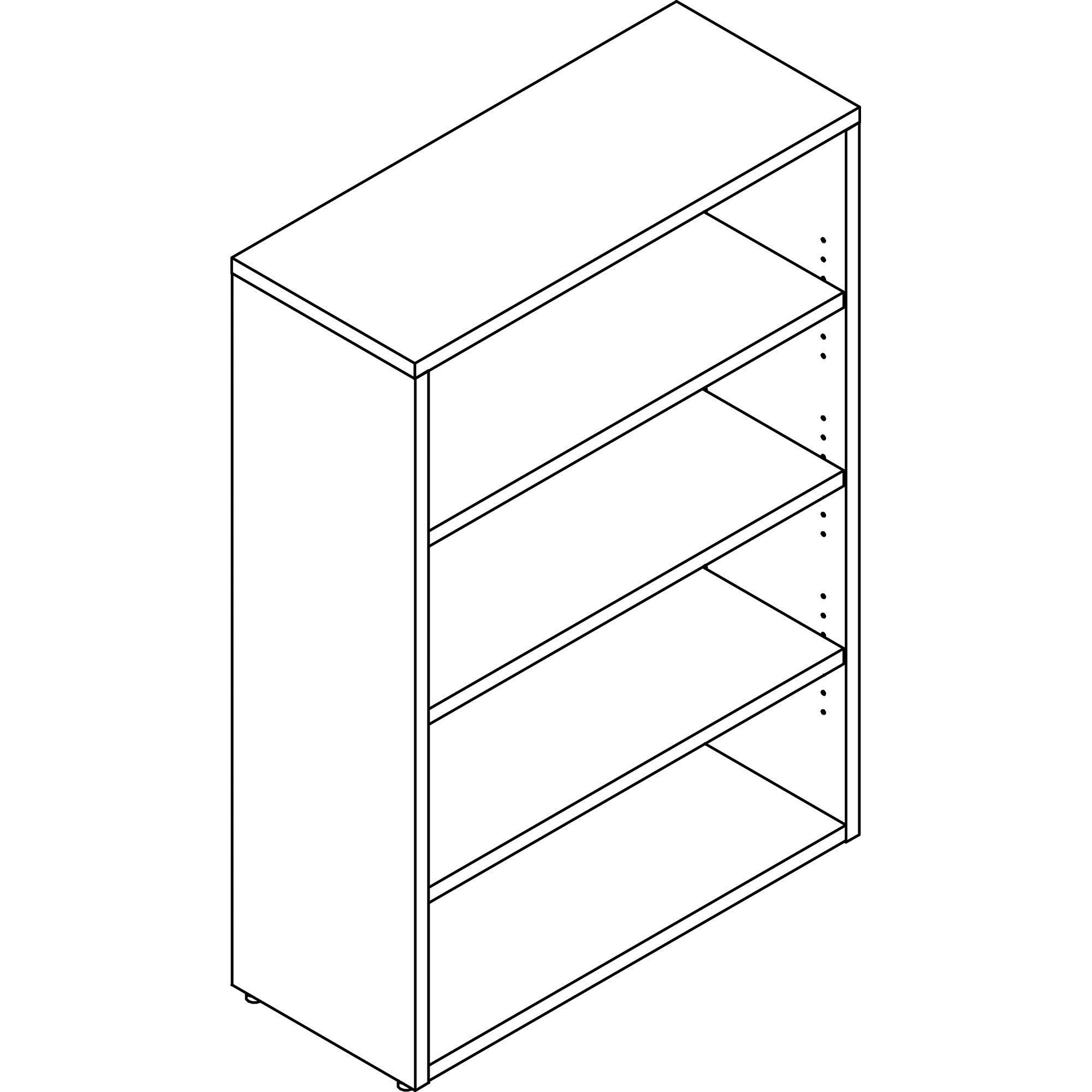 Lorell Prominence 2.0 Bookcase, 48"H x 34"W x 12"D, 4 Shelves (3 Adjustable), Gray Elm Finish, Particleboard/TFM, 1 Each