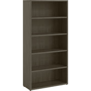 Lorell Prominence 2.0 Bookcase, 69"H x 34"W x 12"D, 5 Shelves (4 Adjustable), Particleboard, Gray Elm Finish, 1 Each
