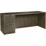 Lorell Prominence 2.0 Left-Pedestal Credenza, 29"H x 66"W x 24"D, 1" Thick Top, 2 Drawers, Single Left Pedestal, Gray Elm Thermofused Melamine Finish, Particleboard, 1 Each