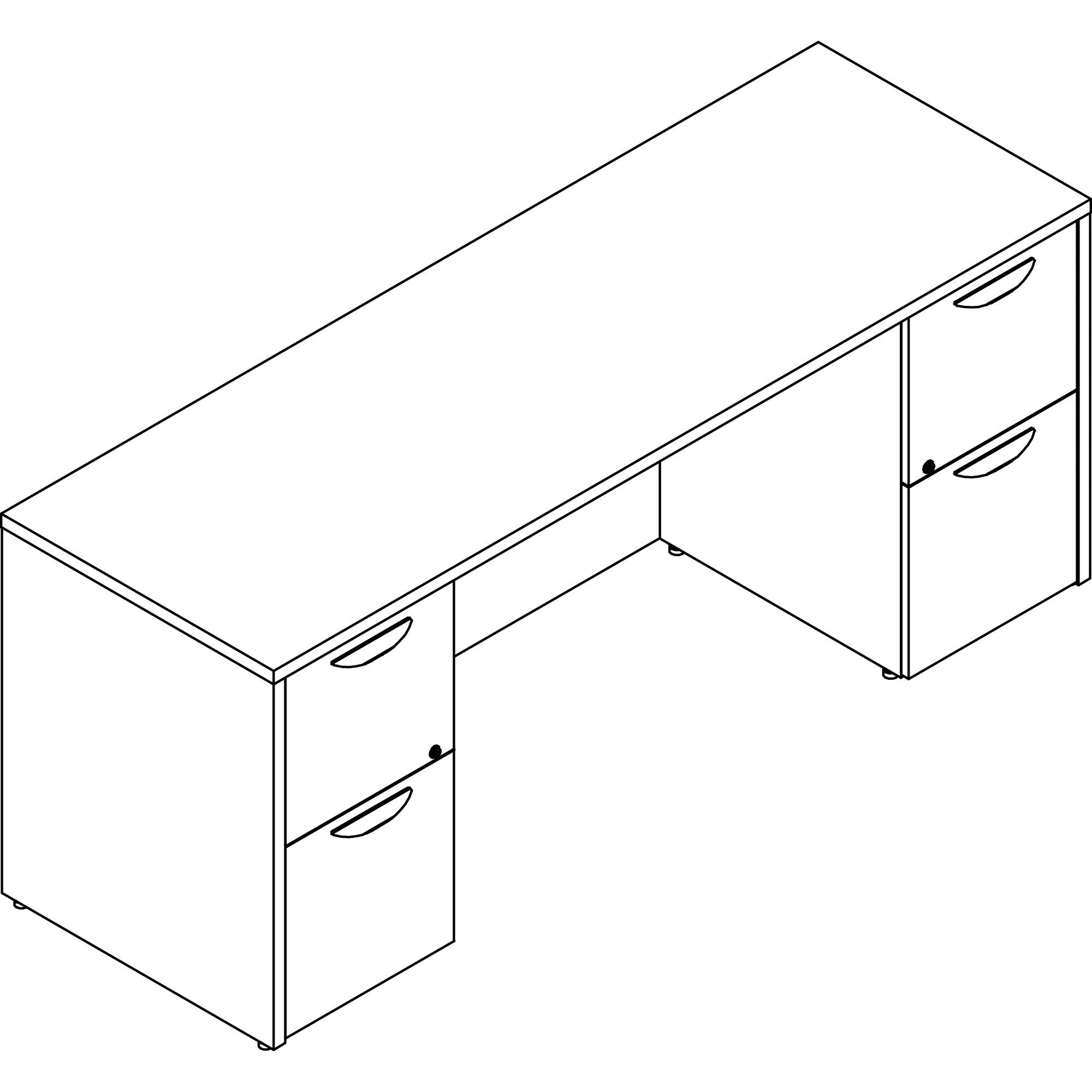 Lorell Prominence 2.0 Double-Pedestal Credenza, Gray Elm, 29"H x 72"W x 24"D, 1" Thick Top, 2 Drawers, Particleboard, Thermofused Melamine Finish, 1 Each