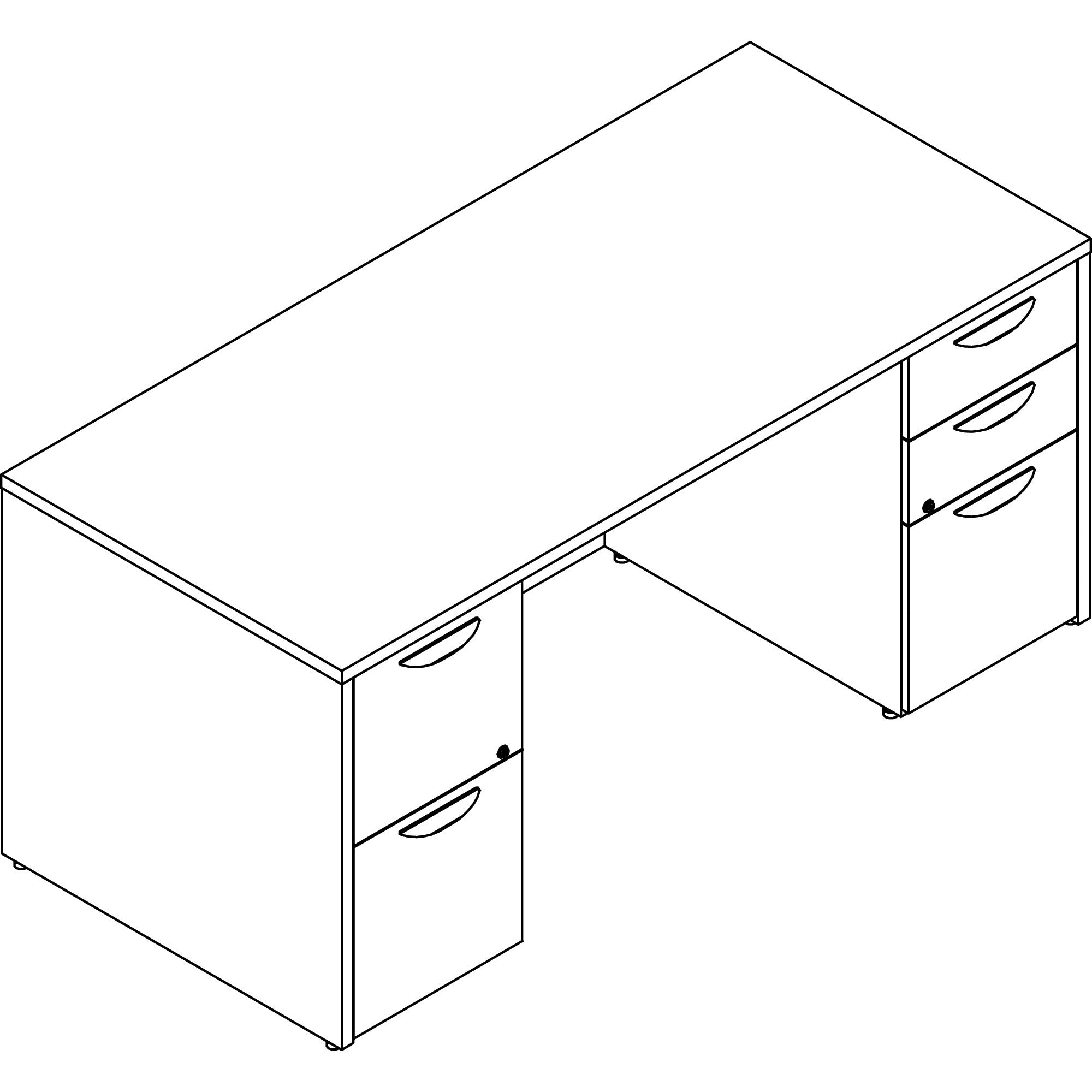 Lorell Prominence 2.0 Double-Pedestal Desk, 66"W x 30"D x 29"H, 1" Thick Top, 5 Drawers, Gray Elm Laminate, Particleboard, Thermofused Melamine Finish, 1 Each