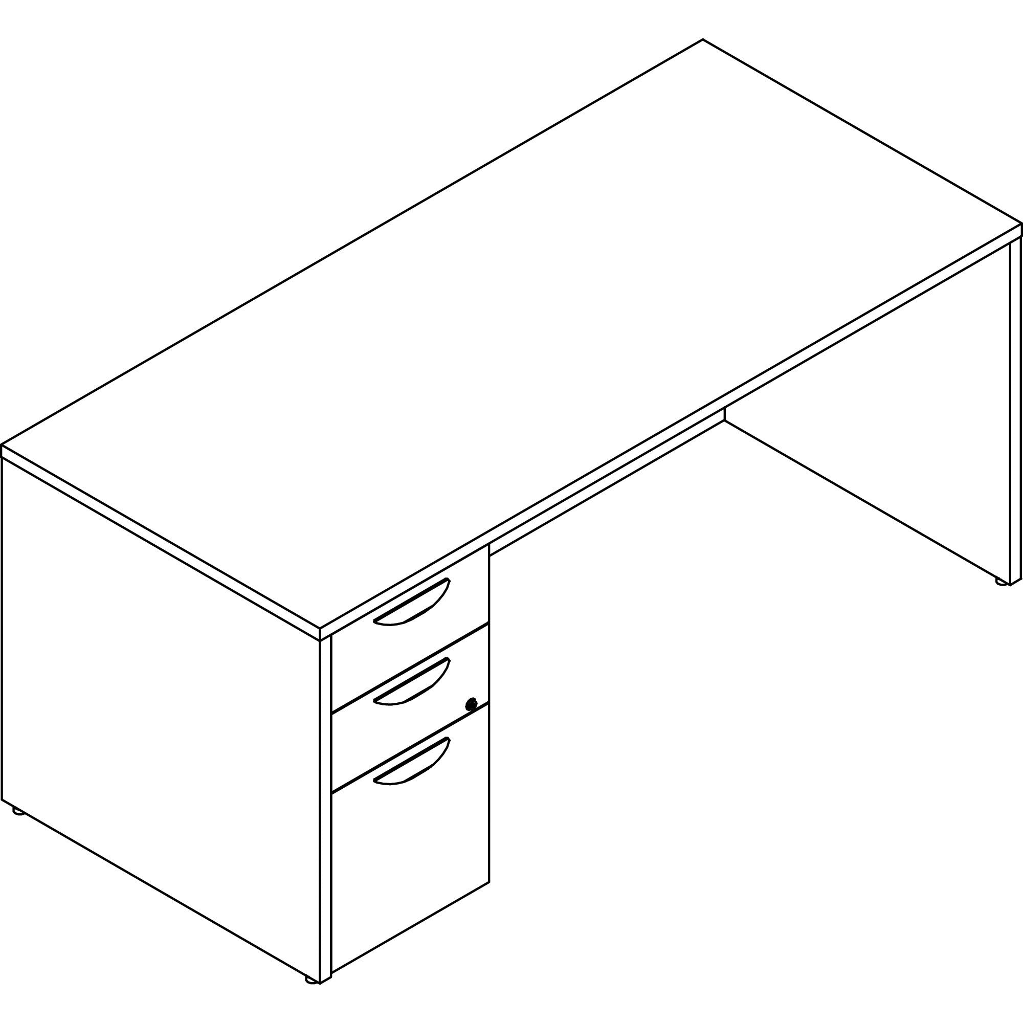 Lorell Prominence 2.0 Left-Pedestal Desk, 66"W x 30"D x 29"H, 1" Thick Top, 3 Drawers (2 Box, 1 File), Gray Elm Thermofused Melamine, Single Pedestal Left, 1 Each
